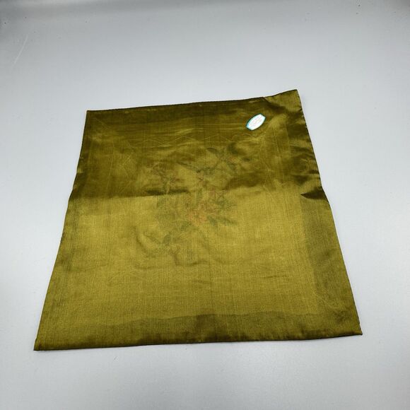 Vtg Chinese Silk Art Embroidered Square Green Frameable Panel Blue Bird Flowers - Picture 4 of 7